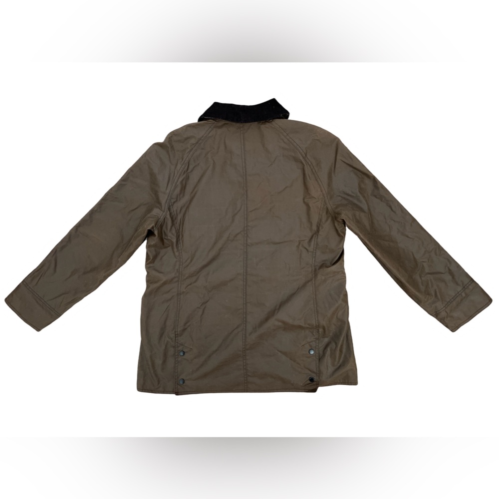 Womens Barbour Waxed Canvas Cotton Olive Green Full Zip Plaid Lined Jacket Sz 12 - Picture 3 of 8